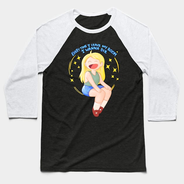 Every time I leave my room I wanna die - Fionna and Cake / Adventure Time fan art Baseball T-Shirt by art official sweetener